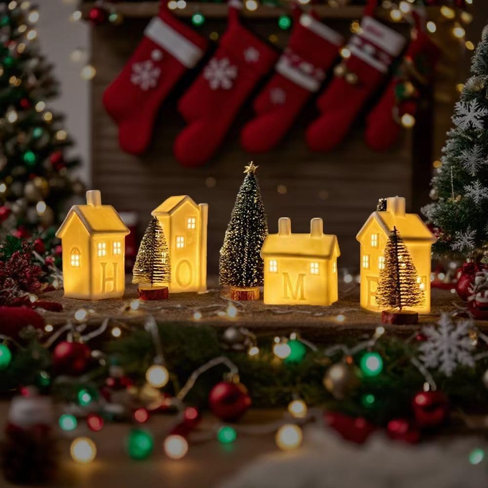 christmas village set ceramic christmas house with led shown in use