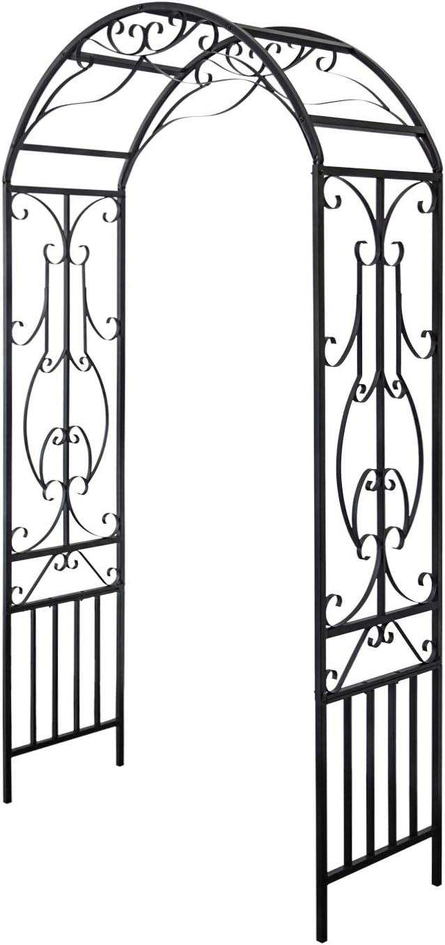 kinbor Garden Arches Arbor, Outdoor Black Metal Arbor, Wedding Archway