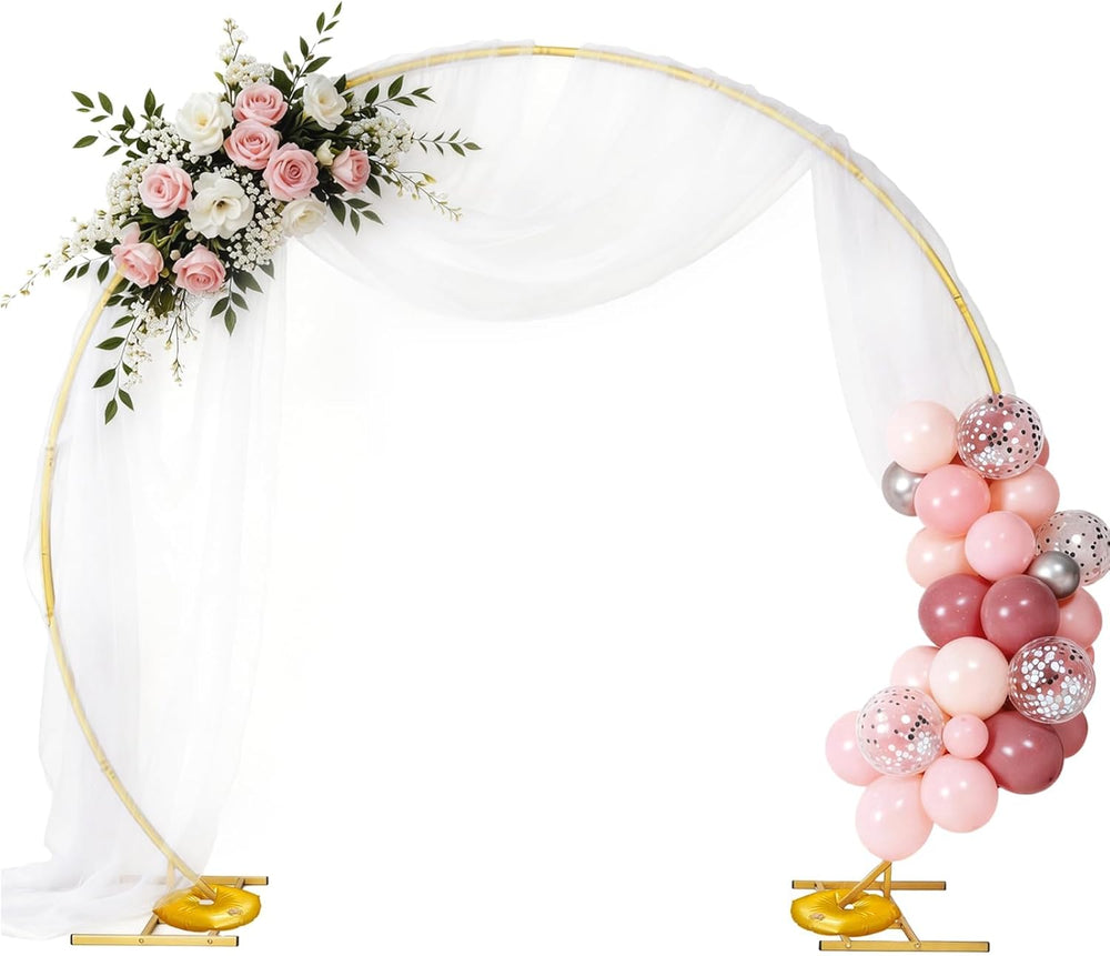 EMART Round Backdrop Stand 8FT Gold Balloon Arch Stand Metal Circle Arch