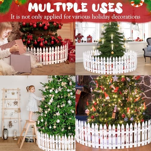Sasylvia Christmas Tree Fences, White Wooden Picket Fences