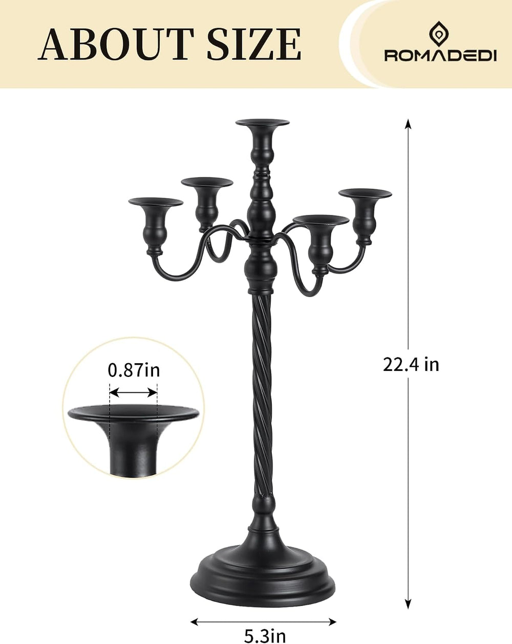 Romadedi Black Halloween Candle Holder: 22-Inch Tall Candelabra