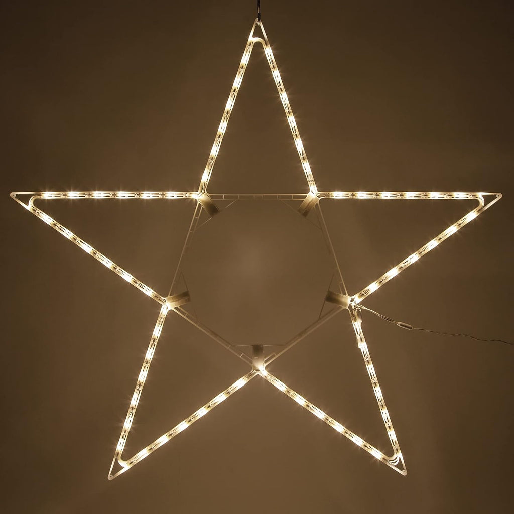 48" Warm White LED Christmas Star Decoration Folding Outdoor Star Décor, Lighted Christmas Star Outdoor Star Light