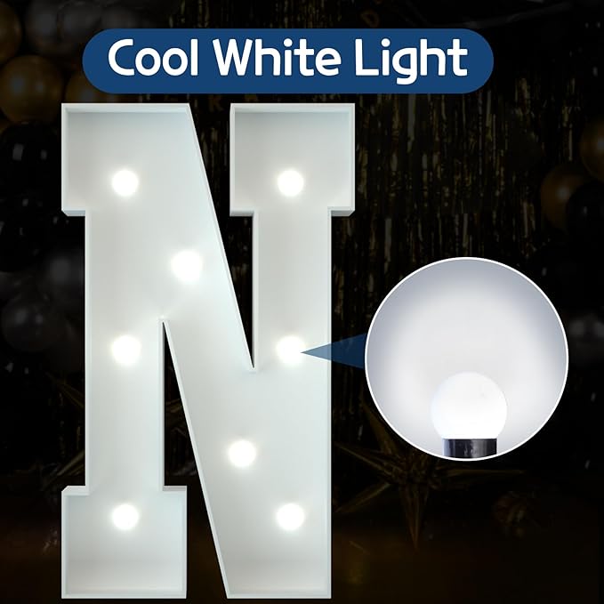 Marquee Letters 3 Feet Tall Large Light Up Letters Baby Shower Decorations Wedding Engagement Proposal White Party Decorations Marry Me Sign Big Cardboard Backdrop N