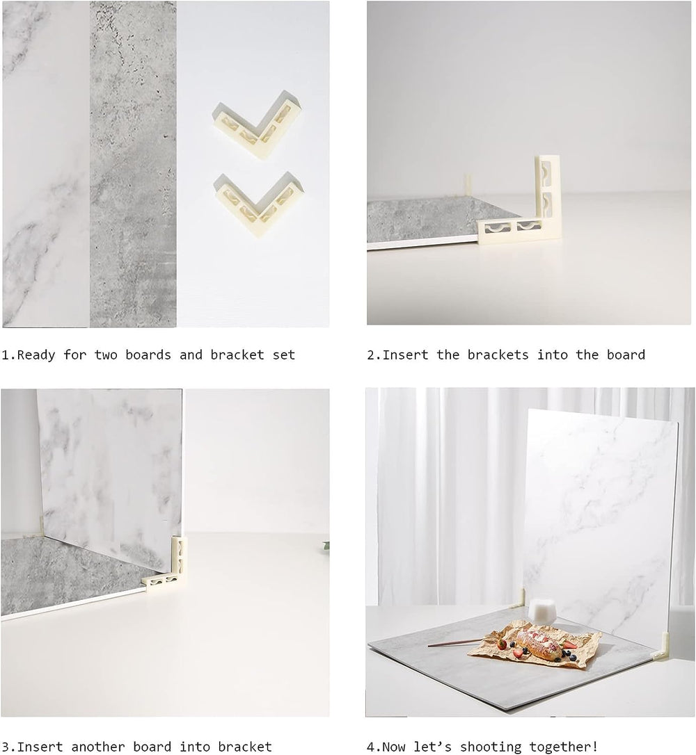 5PCS Photo Backdrop Boards with Carry Bag,16x16Inch Marble Cement Wooden Phot...