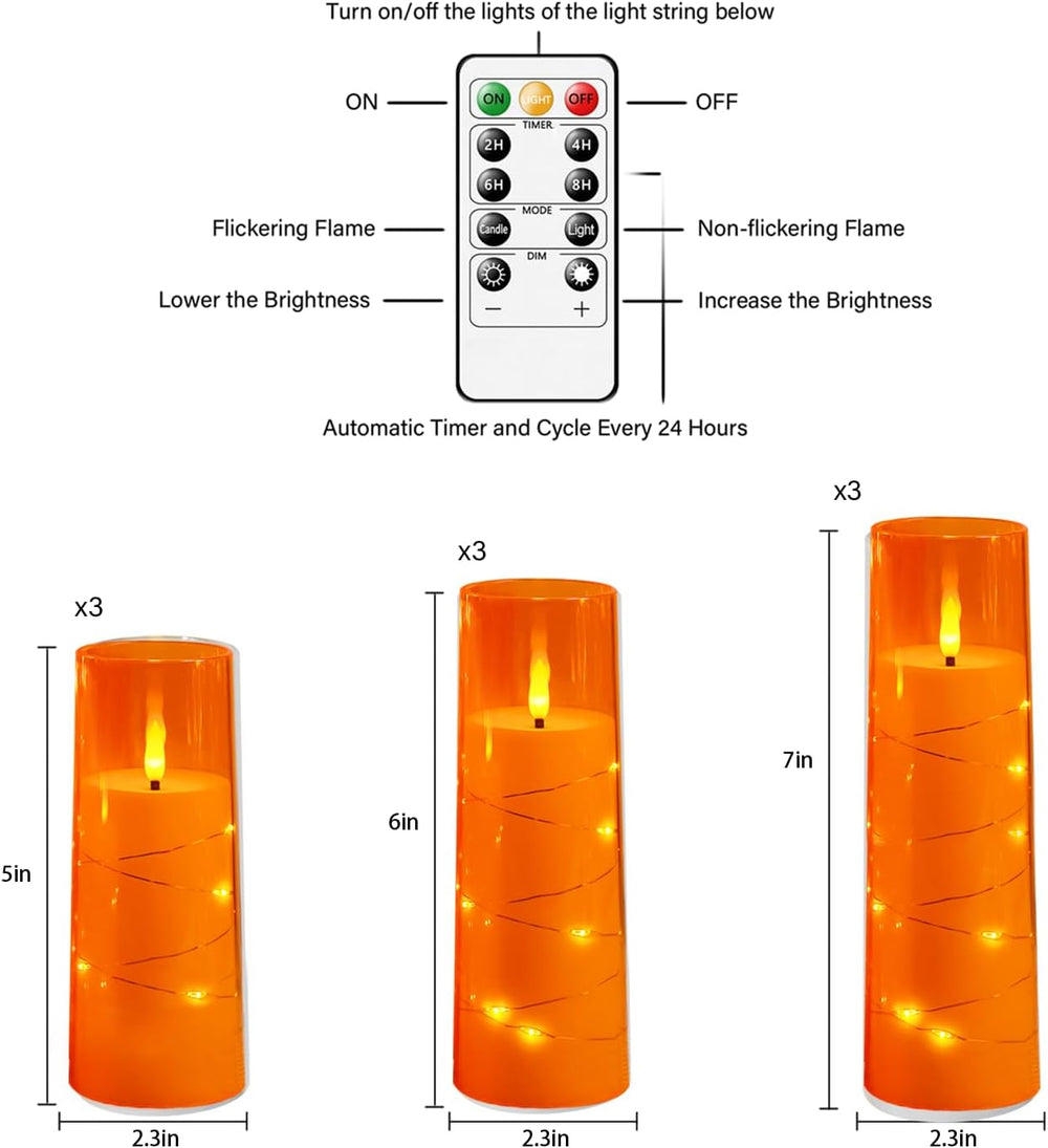 Nimiko Flickering Flameless LED Candles,Battery Operated Candles 9 Pcs with E...