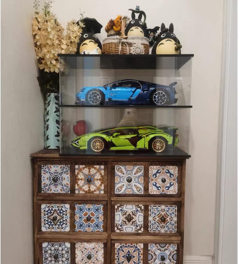 DuvinDD 2-Shelves Acrylic Display Case for 1/8 Scale Model Car Collectibles