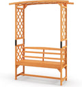 Giantex Garden Arbor with Bench, Wooden Garden Arch Trellis 63''W x 79''H