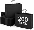 MESHA Large Black Gift Paper Bags with Handles 16x6x12 Inch 200 Pack Bulk