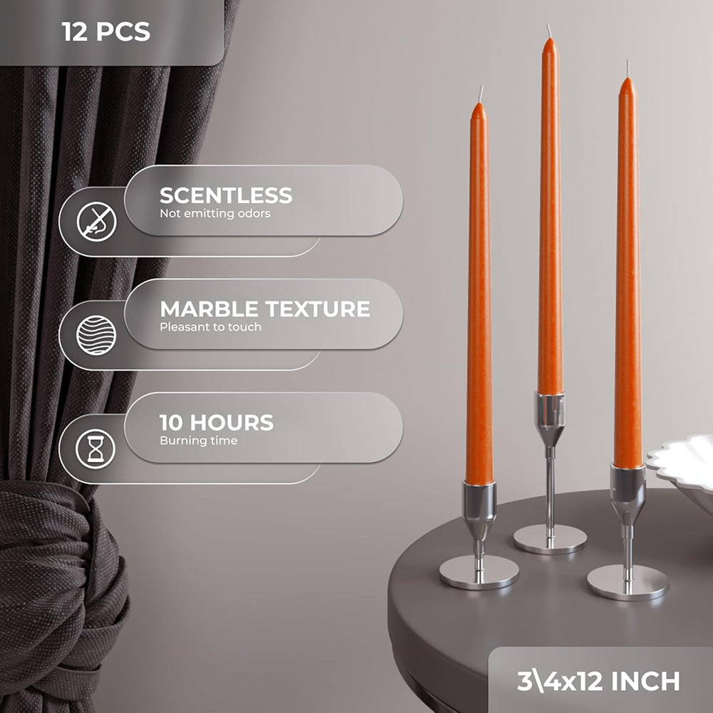 CANDWAX 12 Inch Taper Candles Terracotta Decor Candle Sticks 12 Pack