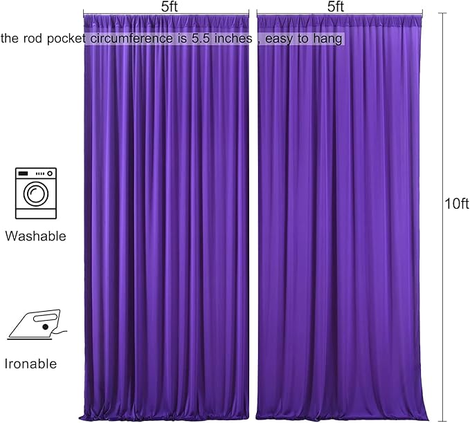 AK TRADING CO. 10 feet x 10 feet Purple IFR Polyester Backdrop Drapes Curtains Panels with Rod Pockets - Wedding Ceremony Party Home Window Decorations