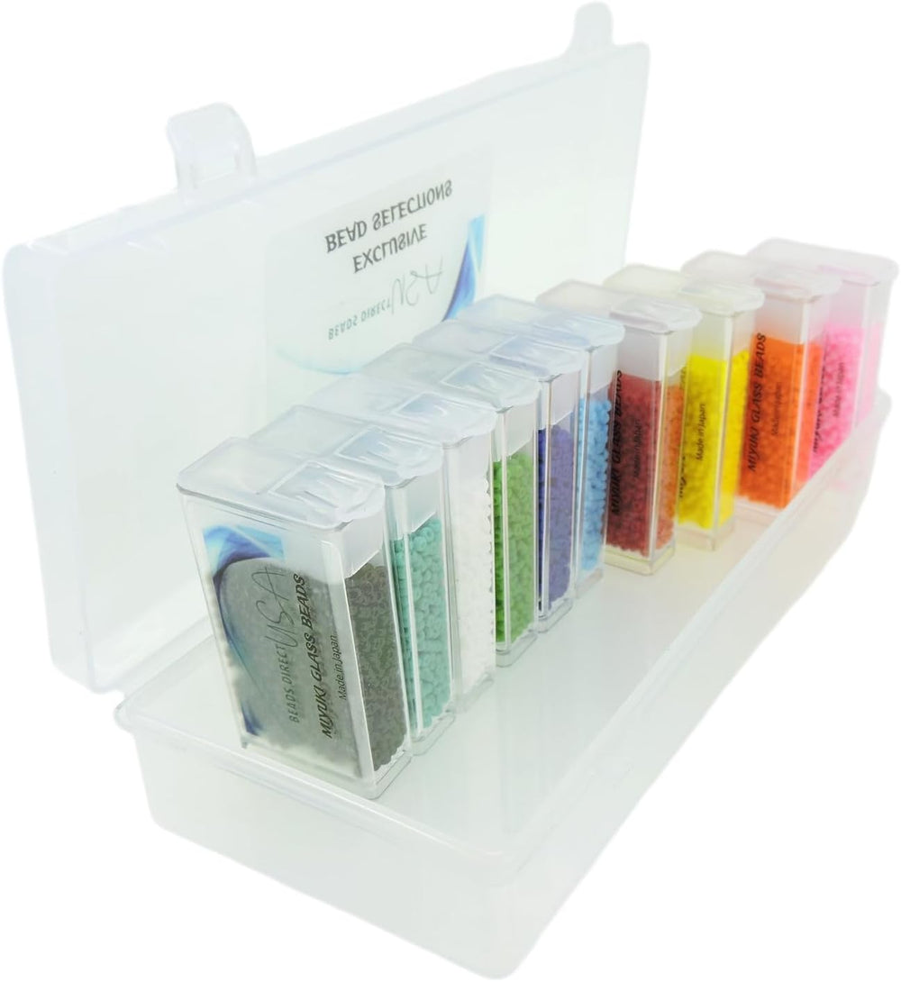 Set of 10 Colors - Miyuki Size 11/0 Round Seed Beads, 100 Grams - Basic Opaqu...