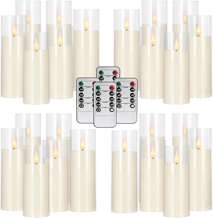 24-Pack A-Series Acrylic LED Flameless Candles with Remote Control - Perfect for Families, Parties, and Special Occasions