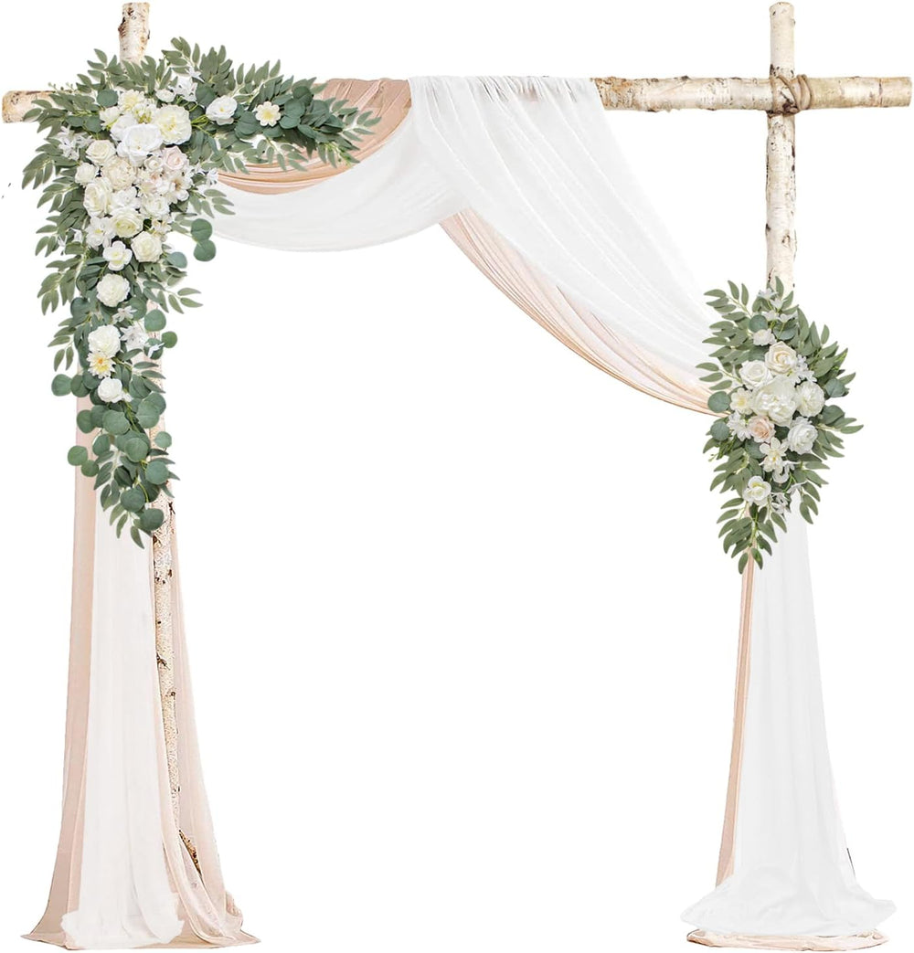 Faux Flowers Arch Flowers with Drapes (Set of 4) Wedding Decor and Wedding Ar...