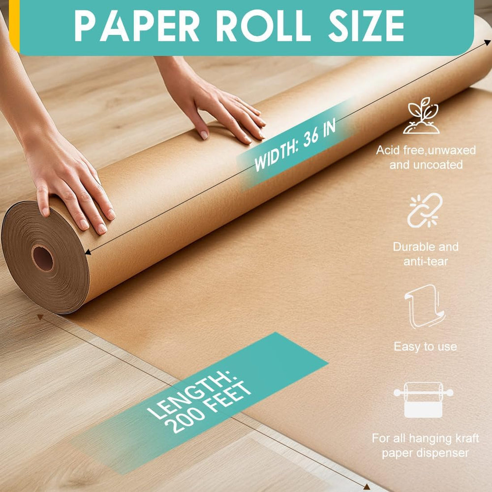 PerkHomy 36" x 2,400" (200') Brown Kraft Paper Roll for Craft B...