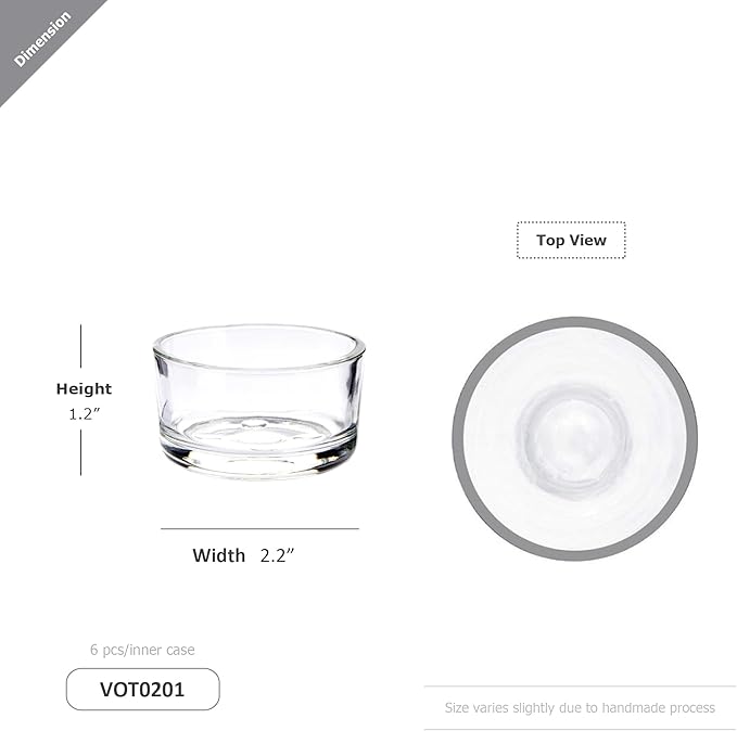WGV Tea Light Votive Candle Holder 2x1.2 H, Clear Stubby Utility Cylinder Glass, Small Home Accent Decor, 24 Pieces