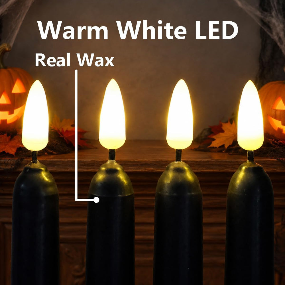 NONNO & ZGF 10 Pack Black 11'' LED Wax Covered Taper Candles with...