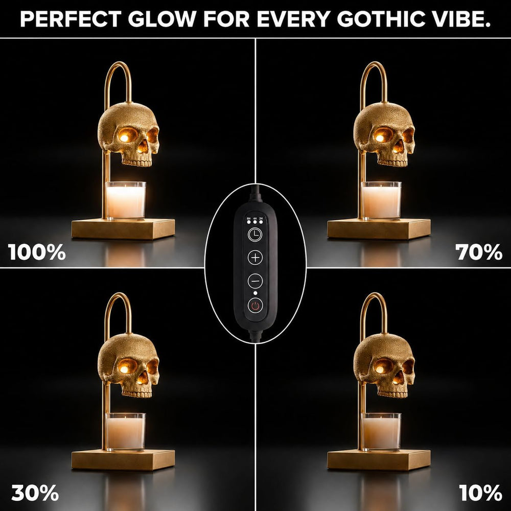 Nomnu Skull Candle Warmer Lamp with Timer and Dimmer, Golden Gothic Decor