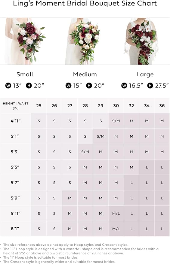 Ling's moment Burgundy Bridal Bouquet Cascading, Marsala Wedding Bouquets for Bride, 13 Inch Bride Bouquets for Wedding Artificial Flowers Bouquets