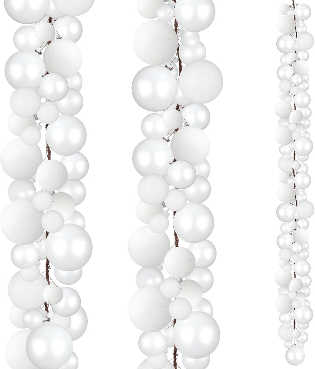 2 Pcs 6 ft Christmas Ball Ornament Garland, White