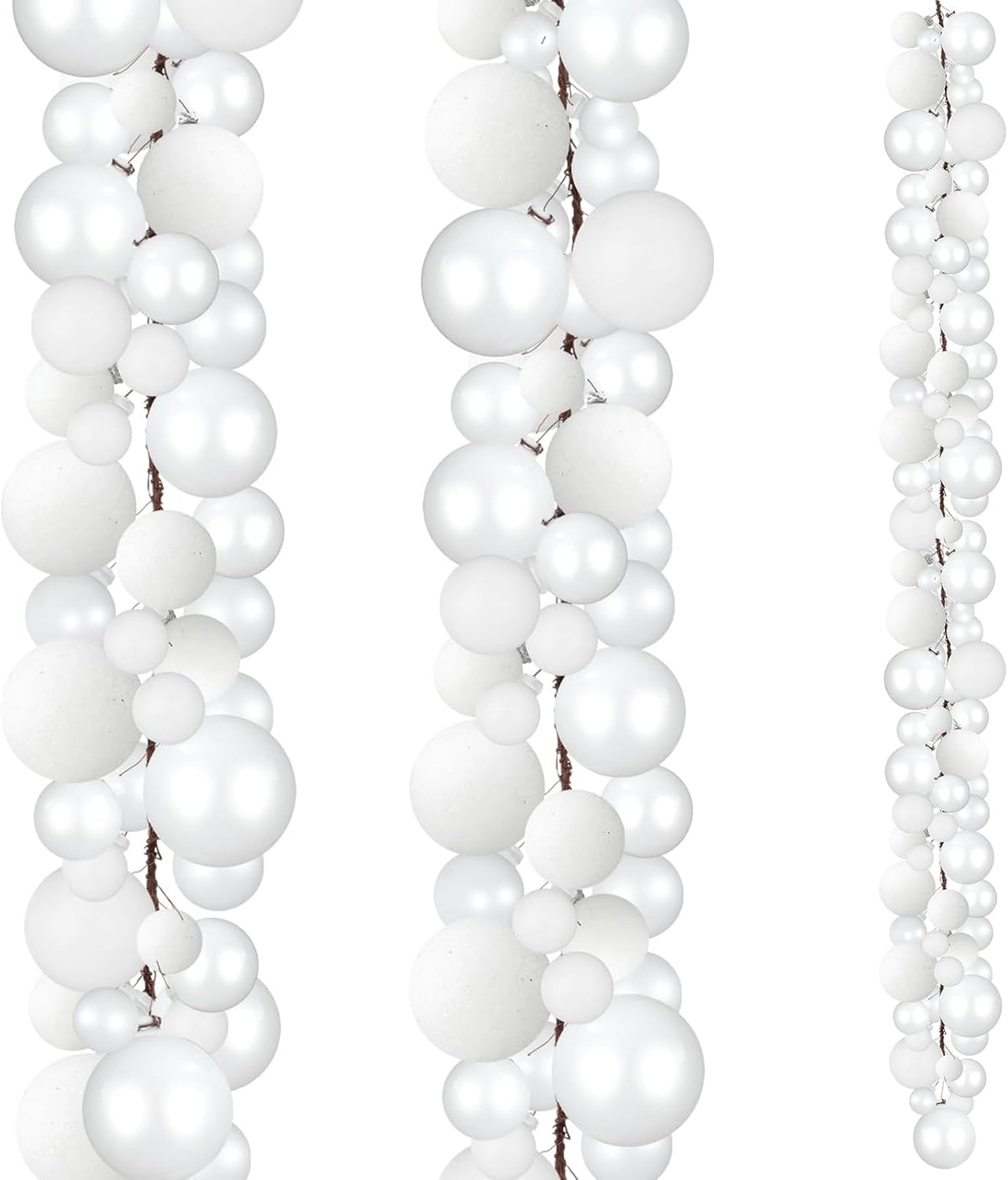 2 Pcs 6 ft Christmas Ball Ornament Garland, White