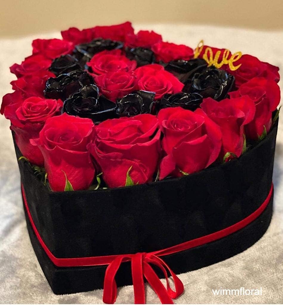 UNIKPACKAGING Premium Quality Heart Shaped Velvet Flower Boxes, SET OF 3, Gif...