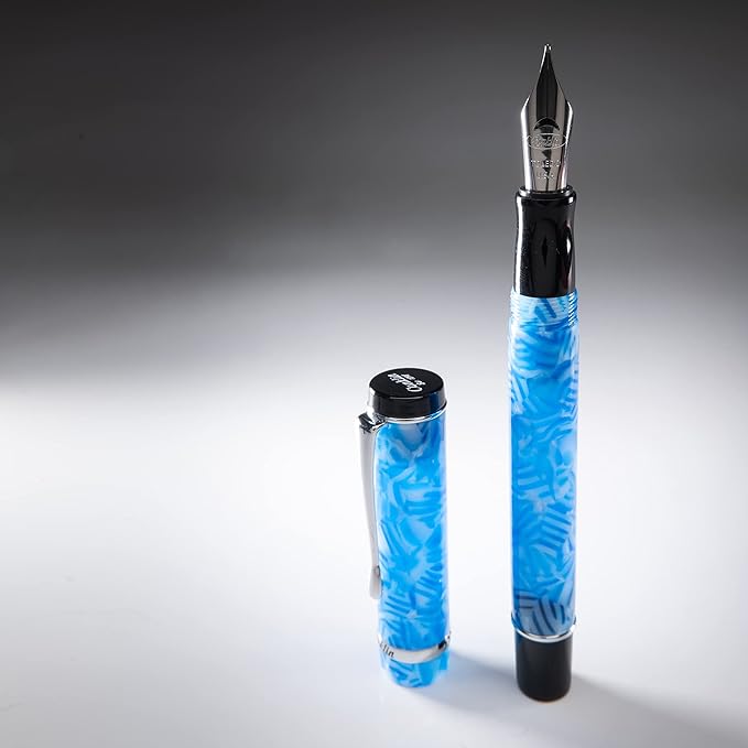 Conklin Duragraph Fountain Pen Ice Blue - Fine Nib, Elegant Writing Instrument with Cool Blue Finish