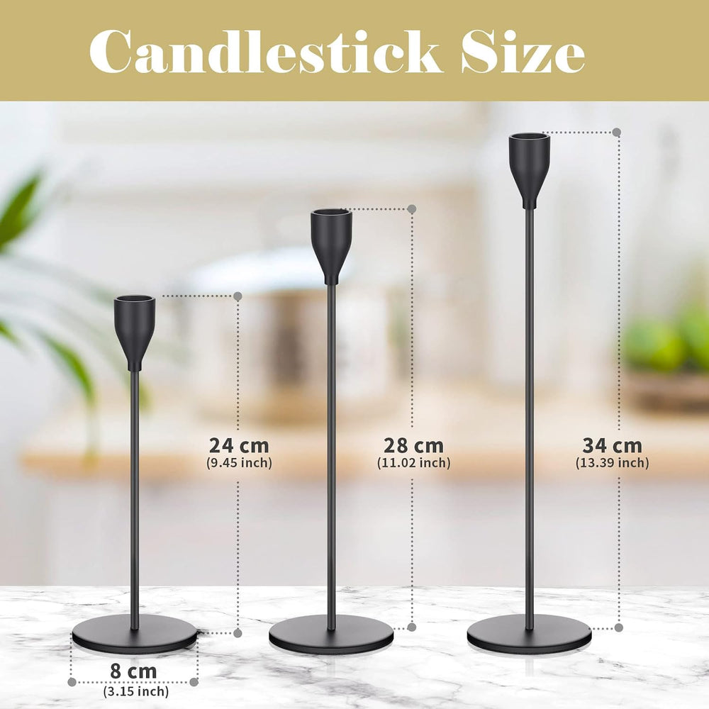 27 Pack Candles Holders, 9 Sets Metal Taper Candlestick Holders,Black