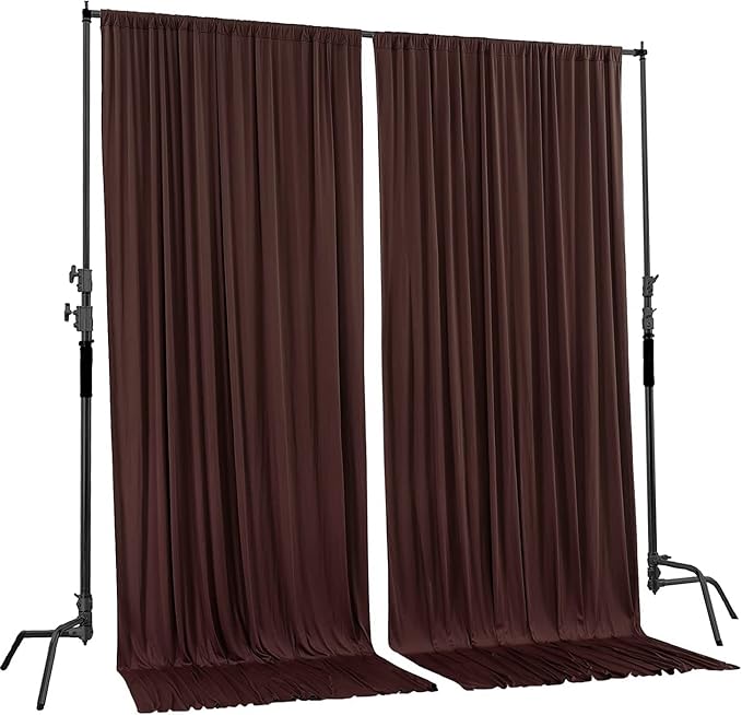 AK TRADING CO. 10 feet x 10 feet Brown IFR Polyester Backdrop Drapes Curtains Panels with Rod Pockets - Wedding Ceremony Party Home Window Decorations