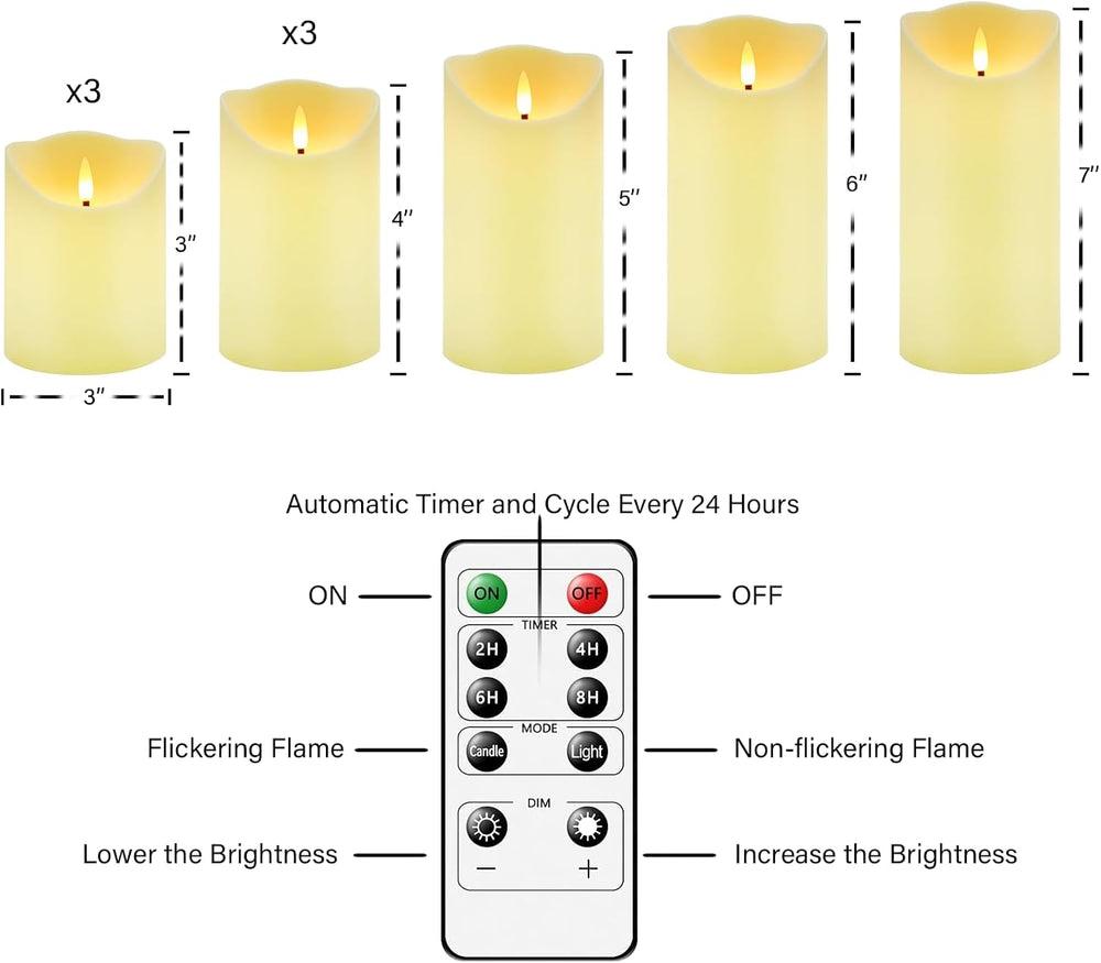 Flameless Candles with Remote, Battery Operated Flickering Flameless Candles,...