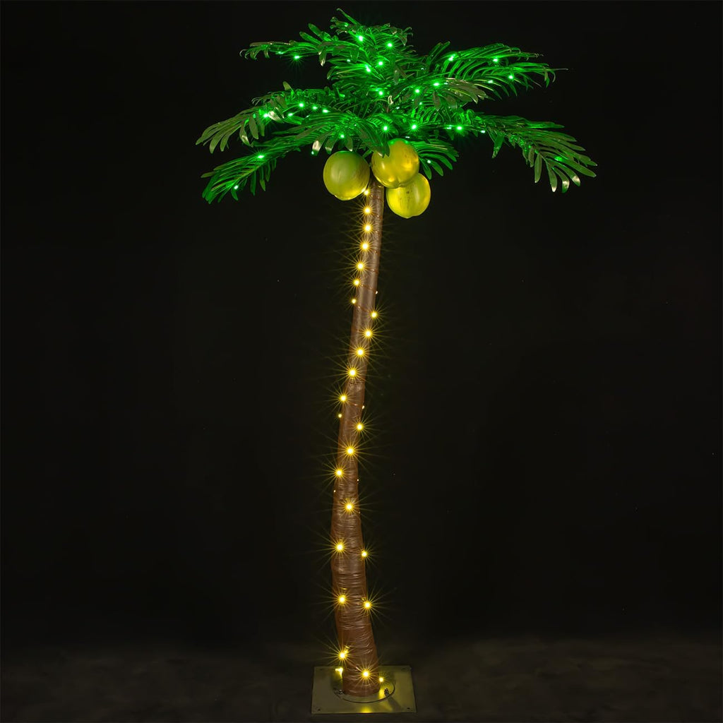 TYBEEU 5ft Lighted Palm Tree with 136 LED Lights & Glowing Coconuts