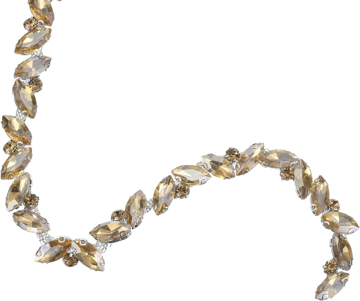 uxcell 3 Yards Rhinestone Chain Trim - 10mm Bling Shiny Crystal Chain Applique for Sewing, DIY Jewelry, Clothing (Champagne)
