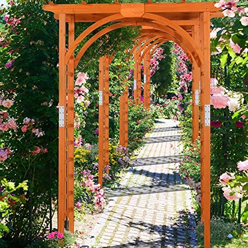 Topeakmart Wooden Arch, Wedding Arbor Trellis for Garden & Patio, 85in Tall