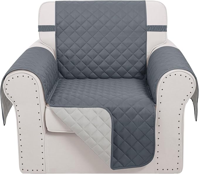 Recliner Chair Covers Reversible Sofa Cover Couch Cover for Pets Lazy Boy Furniture Protector(23''Chair,Dark Blue/Light Grey)