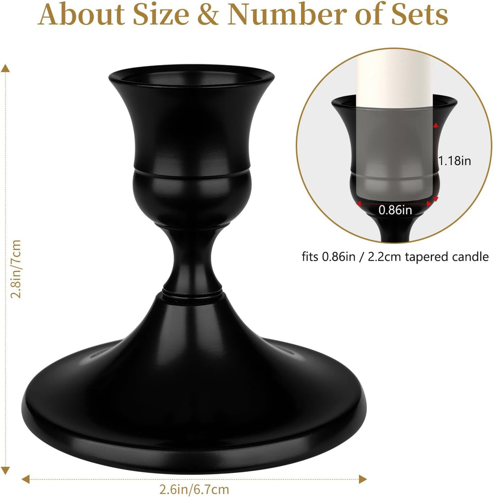 Black Candle Holder Taper Candle Holders, Set of 12 Candlestick Holders Decor...