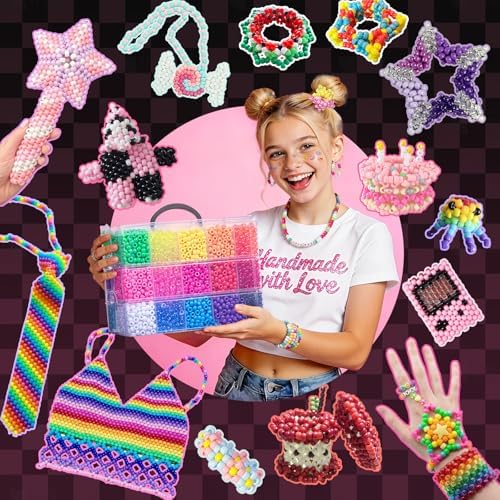 Simetufy 10000Pcs Pony Beads Bulk 30 Colors for Rave Kandi Bracelet Making