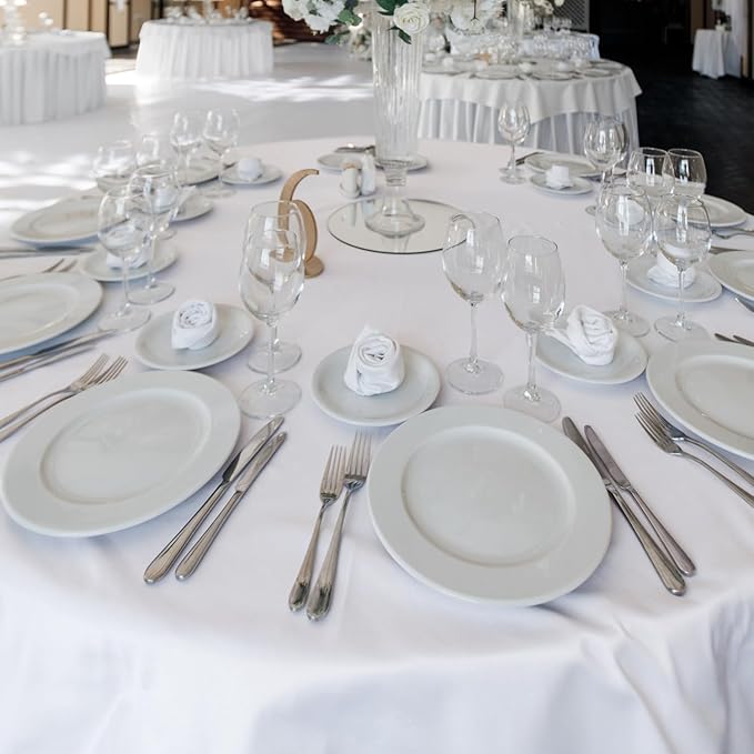 Fitable 8 Pack White Table Cloths 120 Inch Round - Stain Resistant and Washable Tableclothes, Polyester Fabric Table Covers for Wedding, Party, Banquet, Formal Events