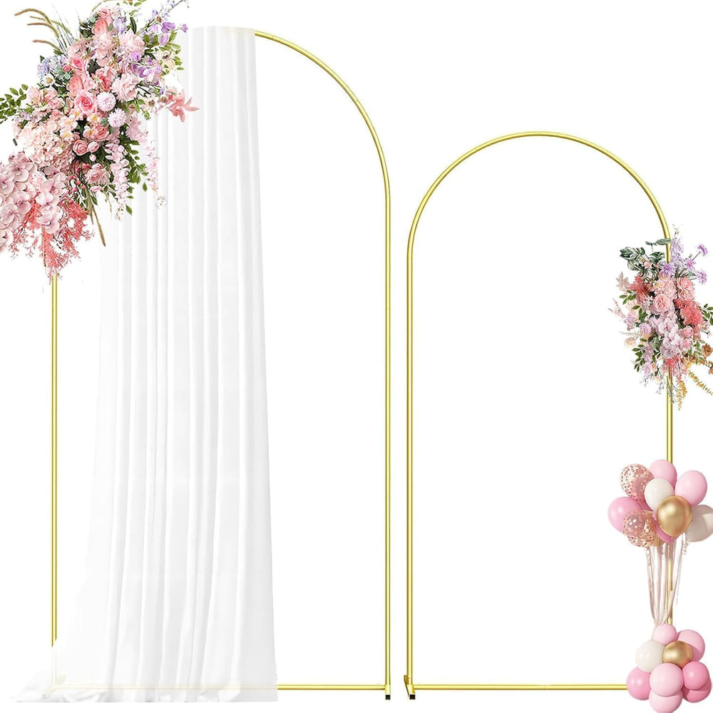 Metal Arch Backdrop Stand 7.2FT+6FT Wedding Arch Backdrop Stand Set of 2 Gold...