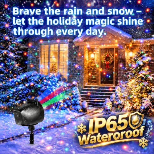 Outdoor Laser Projector Lights, RGB Firefly Light Show for Backyard Parties & Gatherings, IP65 Waterproof, 270° Adjustable, 10 Color Modes + 3 Changeable Holiday Cards(Halloween/Snowflake/Christmas)