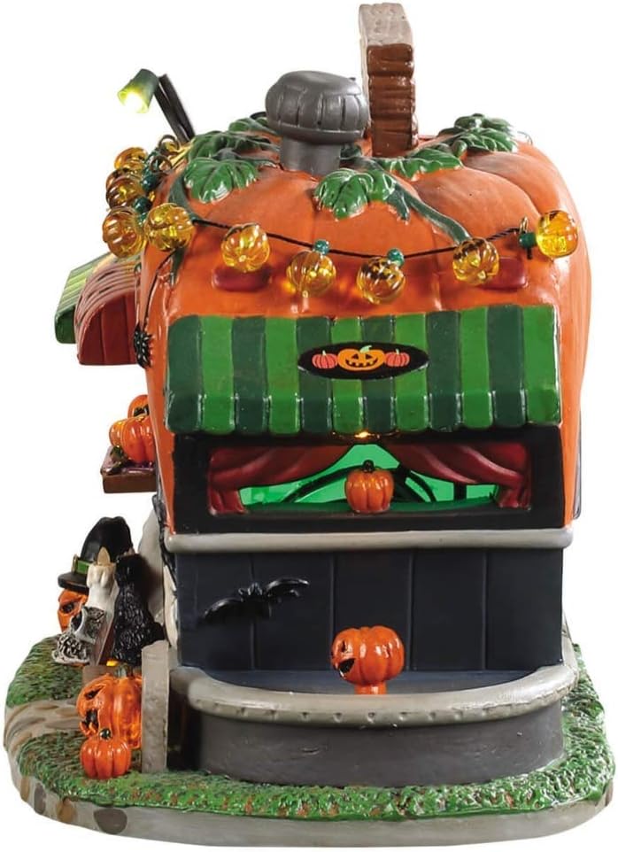 lemax pick me pumpkin wagon, battery operated (4.5v) shown in use