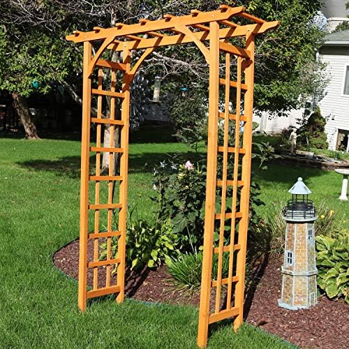 Sunnydaze 78-Inch Wooden Garden Arbor Walkway Wedding Arch - Durable Wood with Weather-Resistant Wood Finish