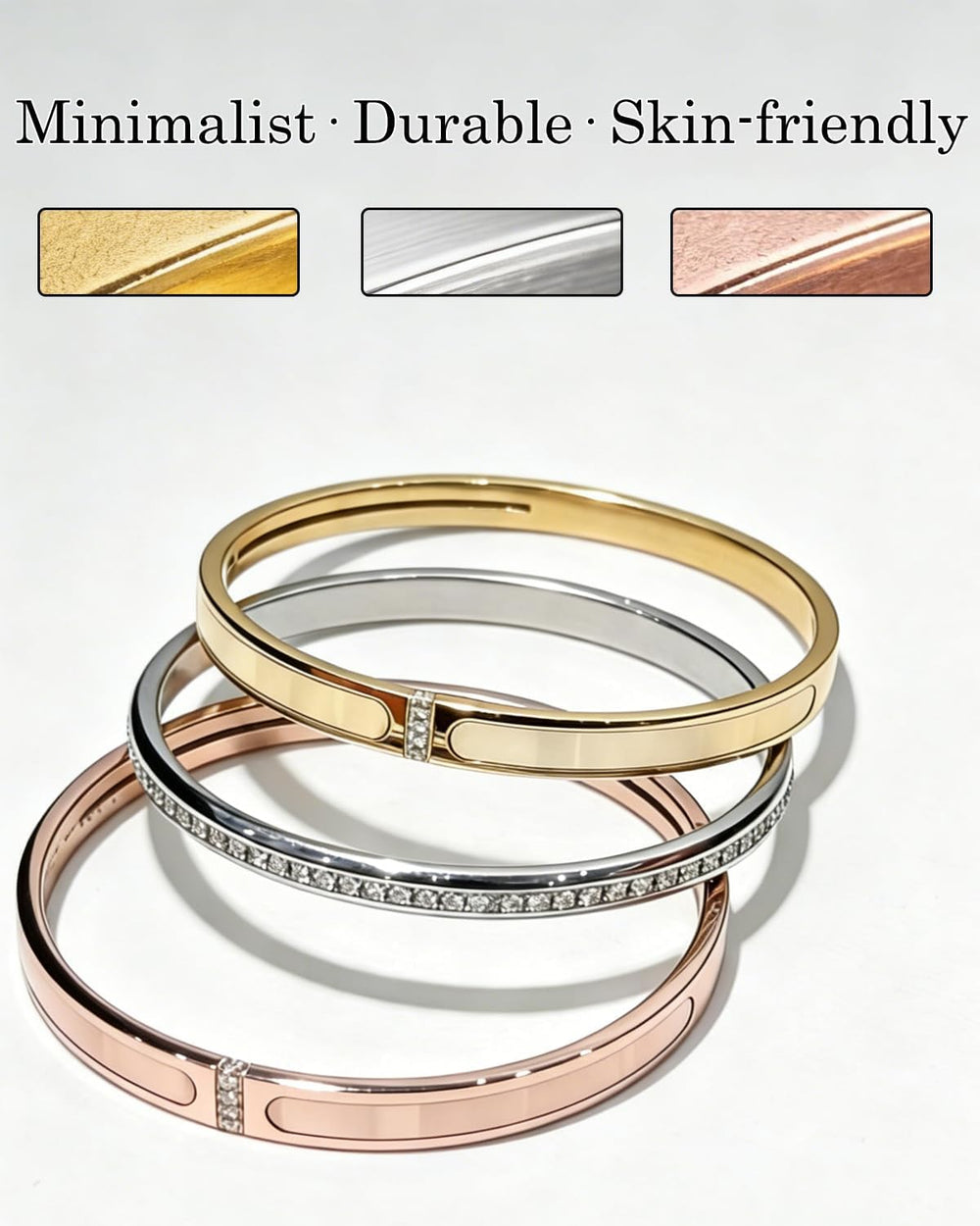 CERULEAN 5-Piece Elegant Stainless Steel Bracelet Set, Fashionable Classic De...
