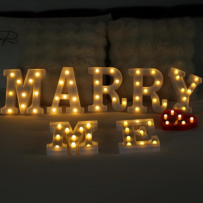 Marry Me Light Up Letters, Led Marry Me Sign for Proposal Decorations, Led Marquee Light Up Letters for Romantic Wedding Sign