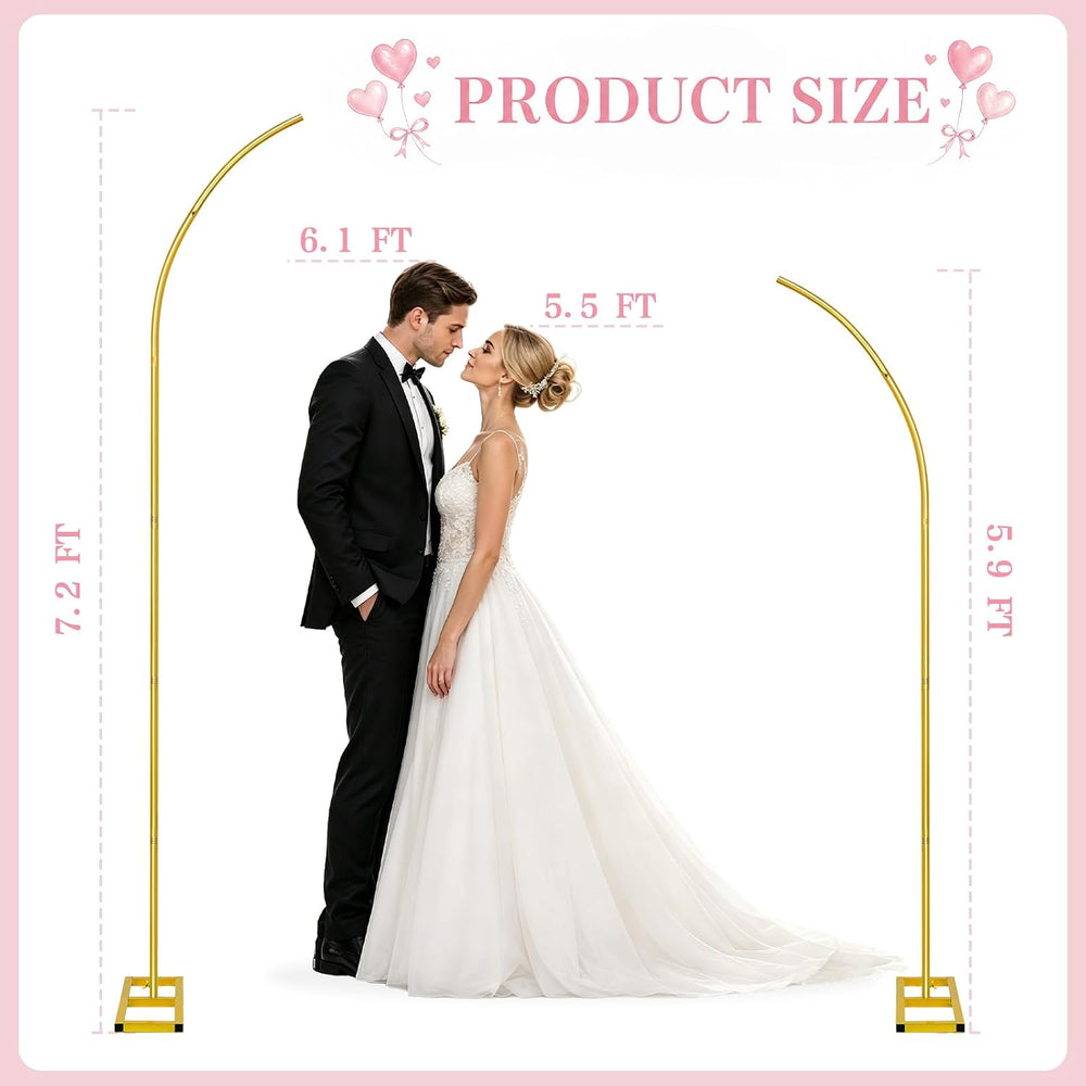 RELBRO Half Balloon Arch Backdrop Stand with Base, 7.2 x 5.9 Feet, Gold