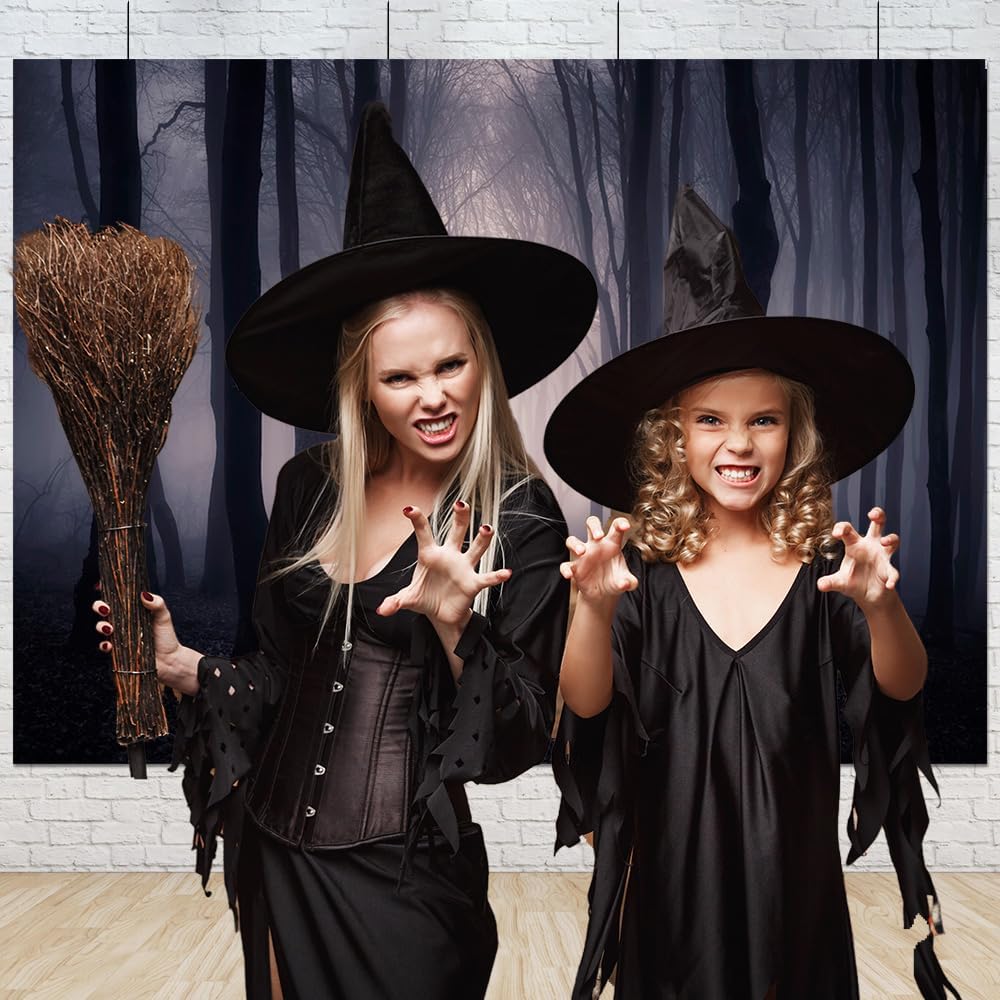 10x8 FT Spooky Forest Backdrop Scary Halloween Themed Party Photo Backdrop Dark Misty Woods Party Decorations Academia Photography Background Photo Booth Props Polyester