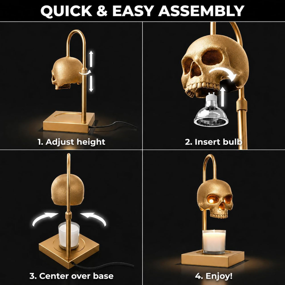 Nomnu Skull Candle Warmer Lamp with Timer and Dimmer, Golden Gothic Decor