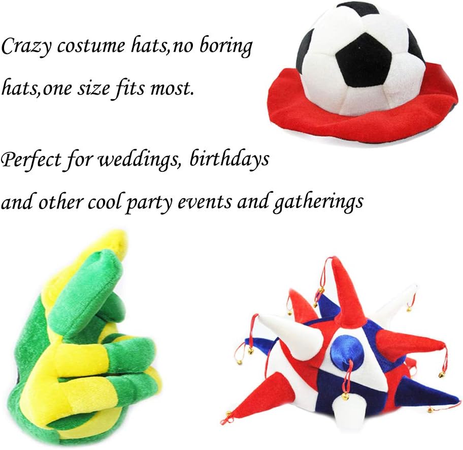 6 Pack Funny Novelty Party Hats for Adults - Costume Photo Booth Props