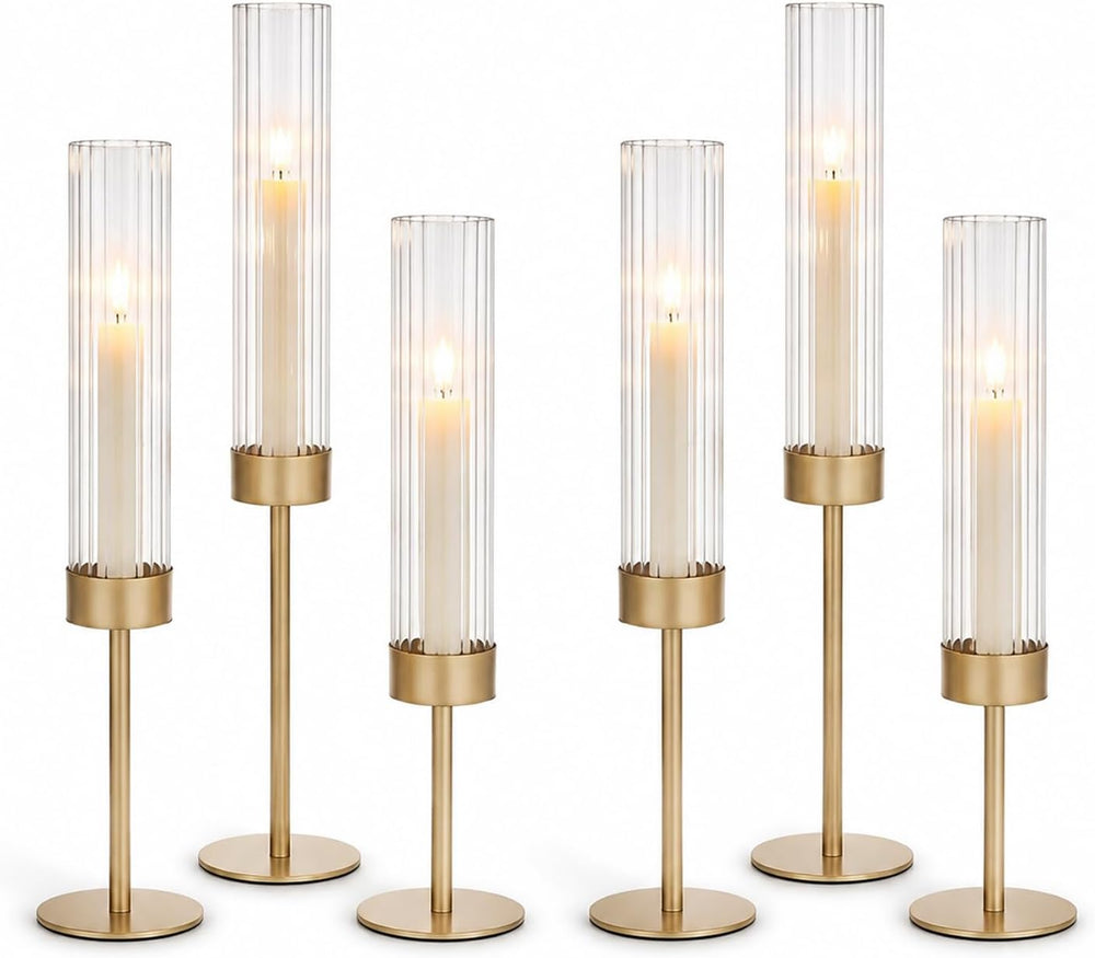 POKINE Gold Candle Holders Set of 6 for Taper Candle Holders