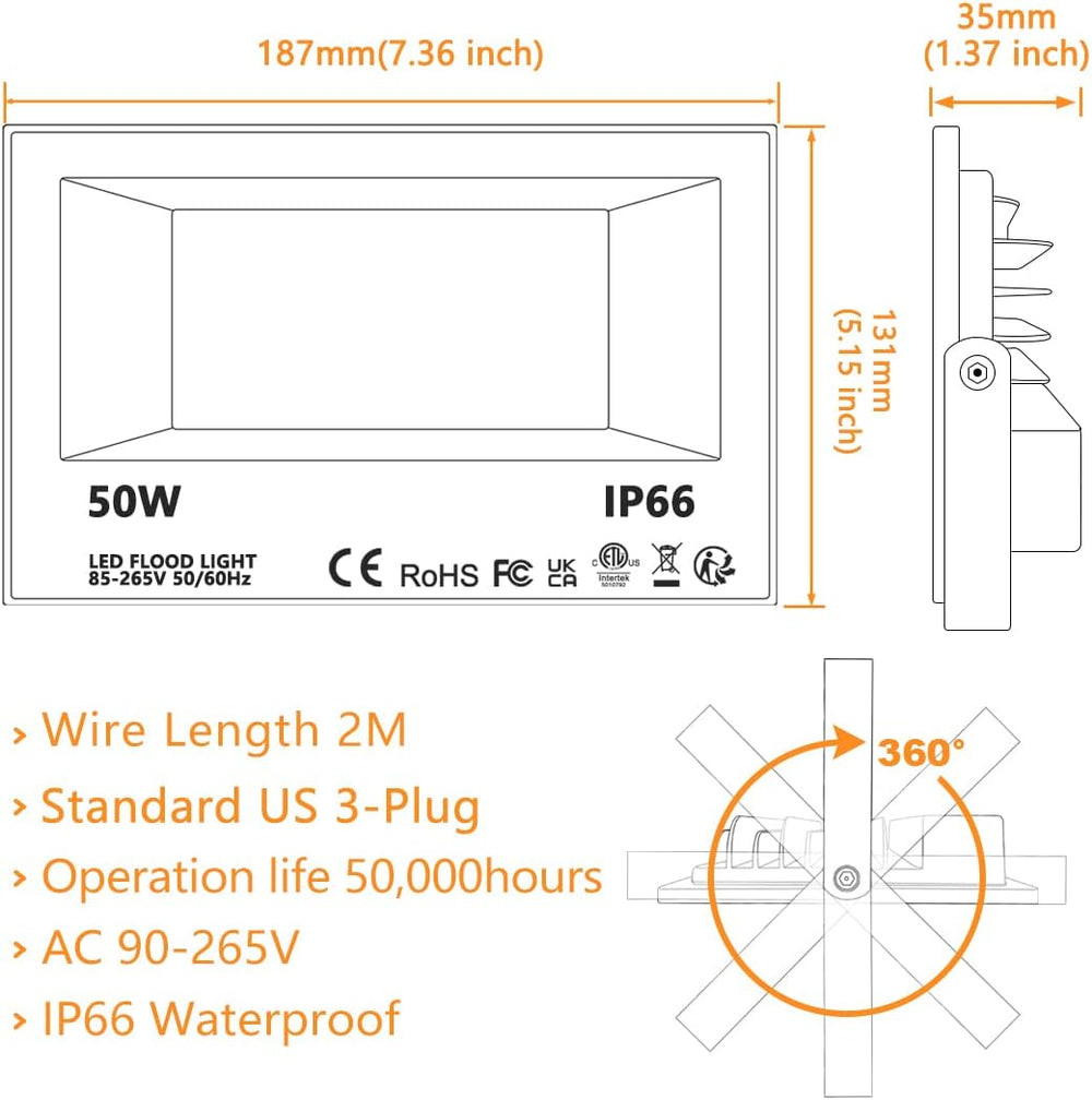 MELPO Led Flood Light 500W Equivalent, RGBW Led Outdoor Colored Floodlight