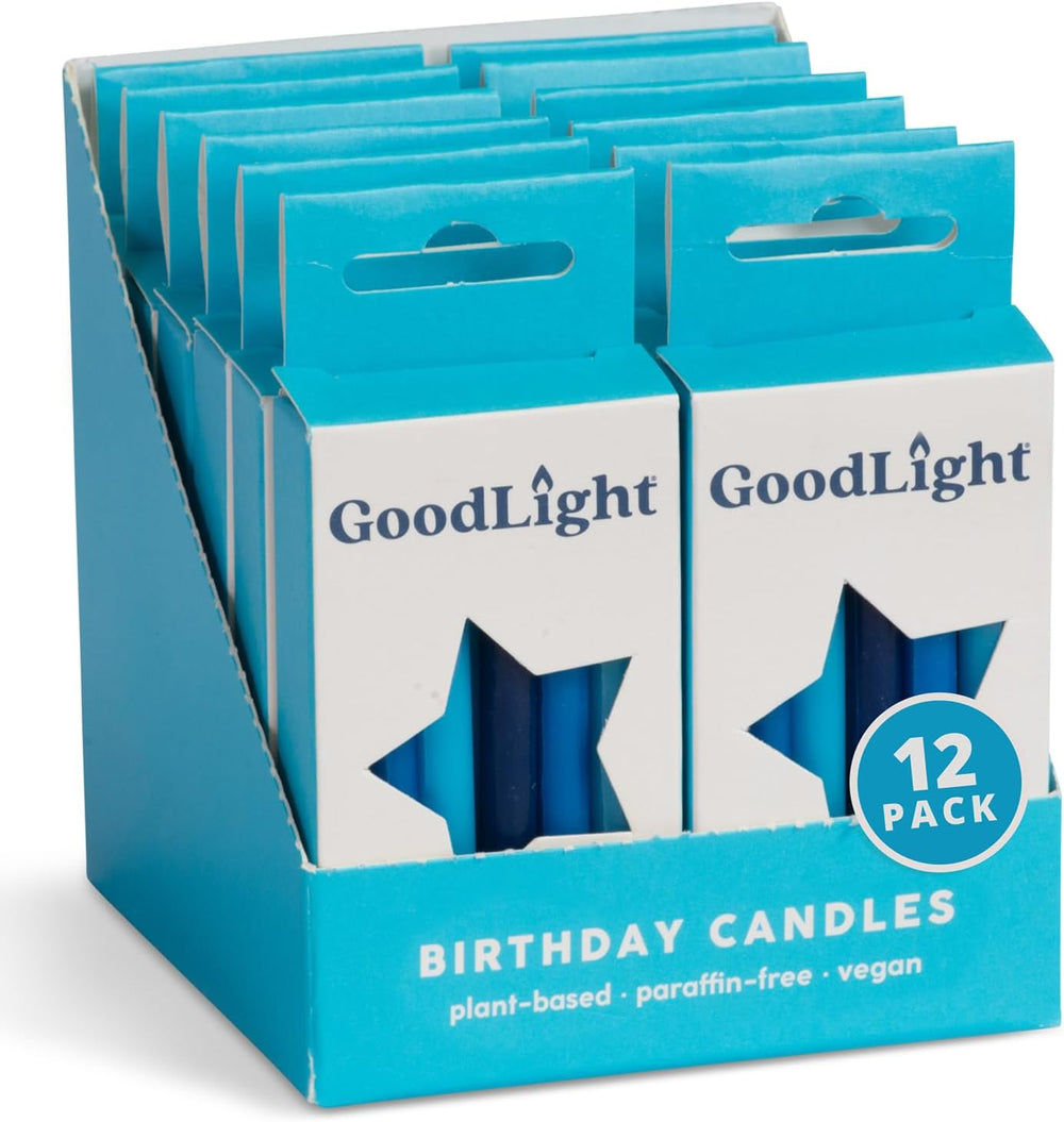 GoodLight Birthday Candles Paraffin-Free 12-Pack Blue 144 Count