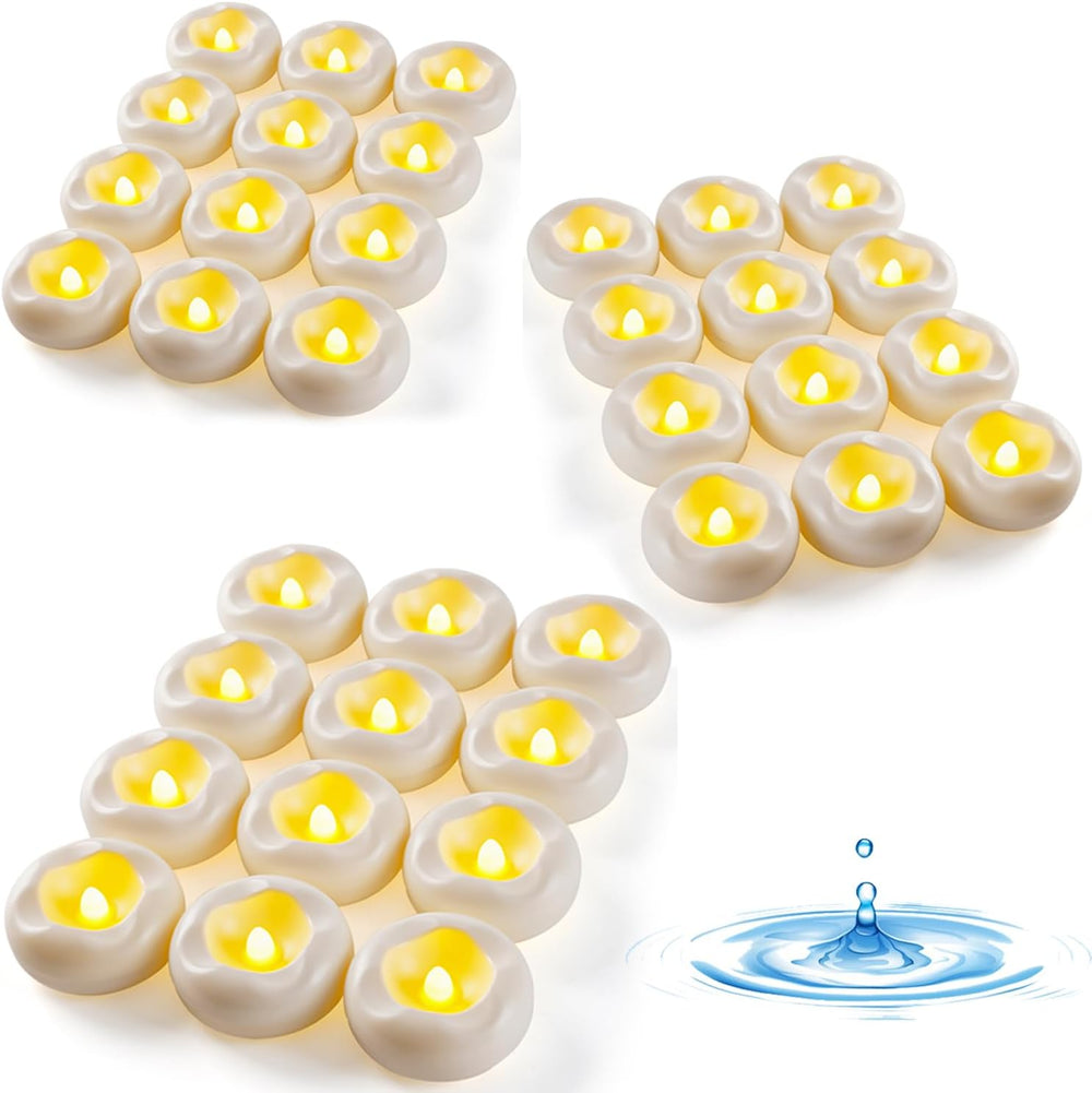 36 x 2”Floating Candle, 200 Hour Water Activated Warm White Battery Powered F...